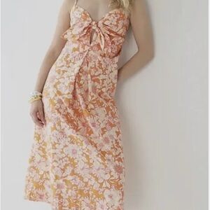 J. Crew Tie Front Cotton Poplin Midi Dress in Brilliant Orange size M EUC